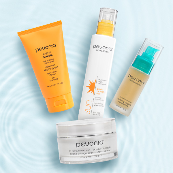 It is a blue background  image with sunscreen and de-aging products image on it.