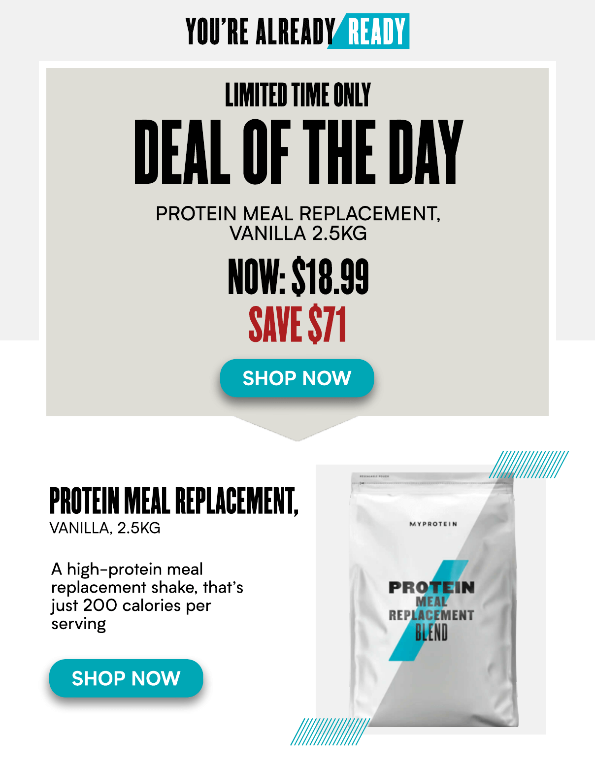 Protein Meal Replacement, Vanilla 2.5kg Only 19 Myprotein Australia