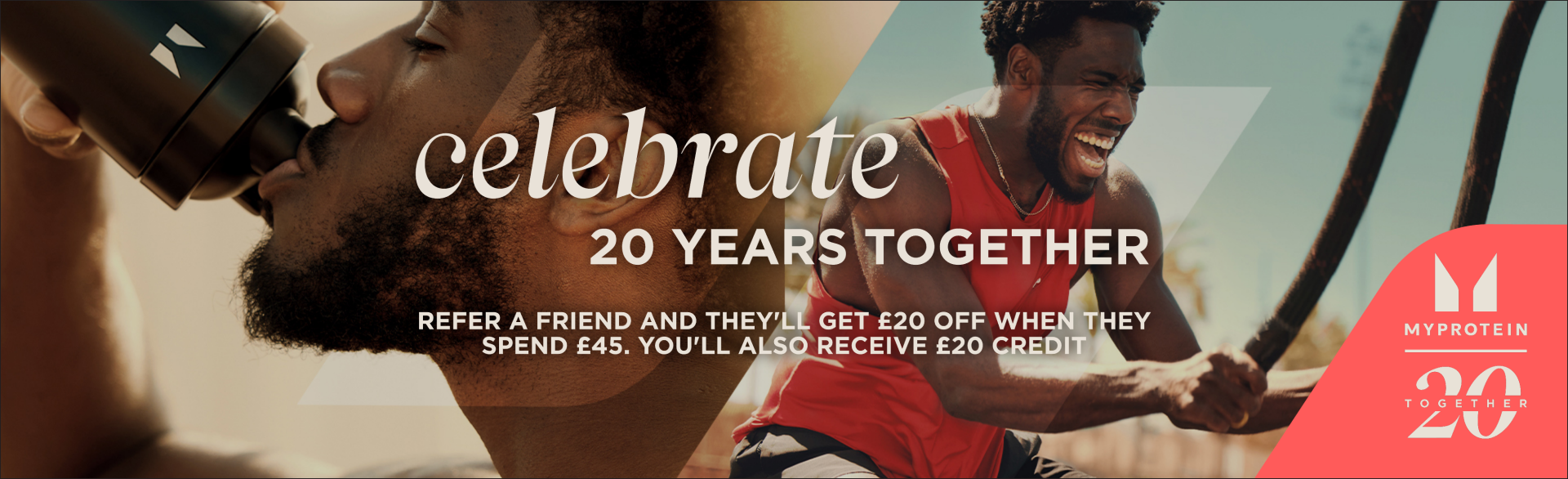 Celebrate 20 Years together. They get £20 off & free UK delivery on their first £45 order. Plus you'll get £20 credit too.