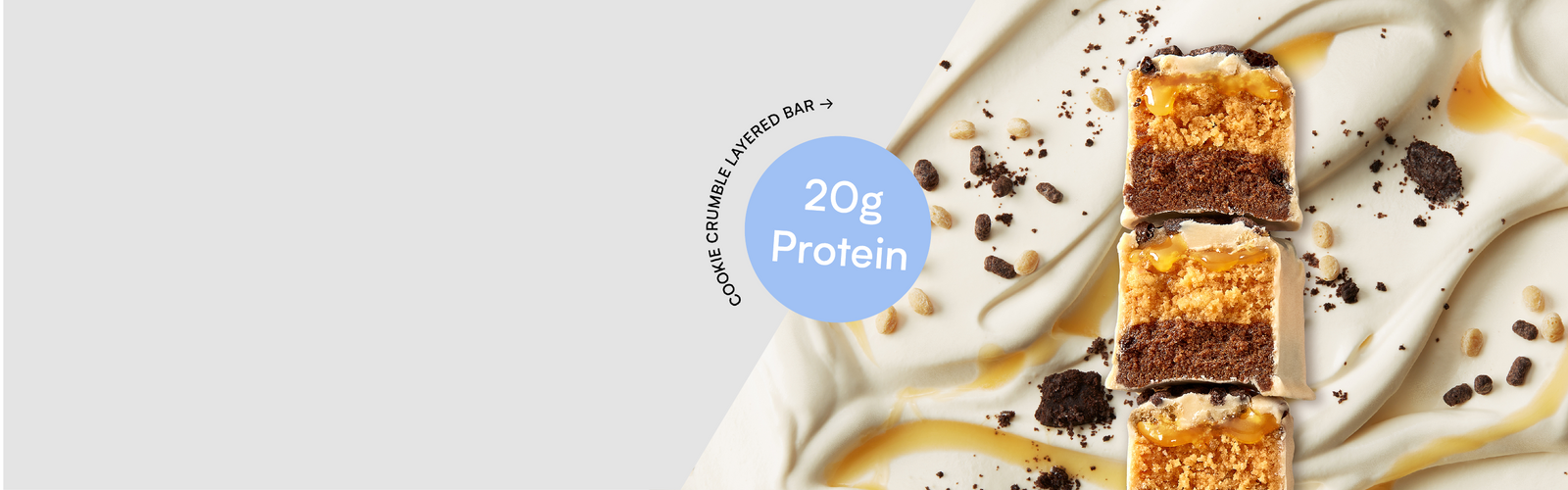 Heathy snacks from Myprotein featuring the new cookie crumbed layered bar with 20g of protein.