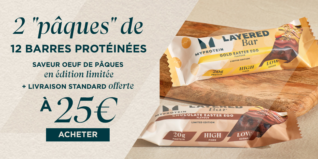 2 packs de 12 barres protéinées saveur oeuf de pâques en édition limitée à 25€ + Livraison standard offerte.