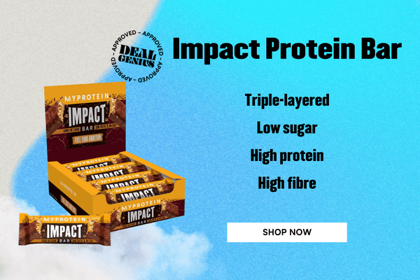 m., Impact Protein Bar %" mrP TS Triple-layered M:!:EI Low sugar High protein High fibre Mo 