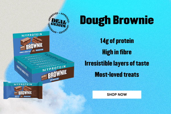  Dough Brownie 14g of protein Highin fibre Irresistible layers of taste Most-loved treats 