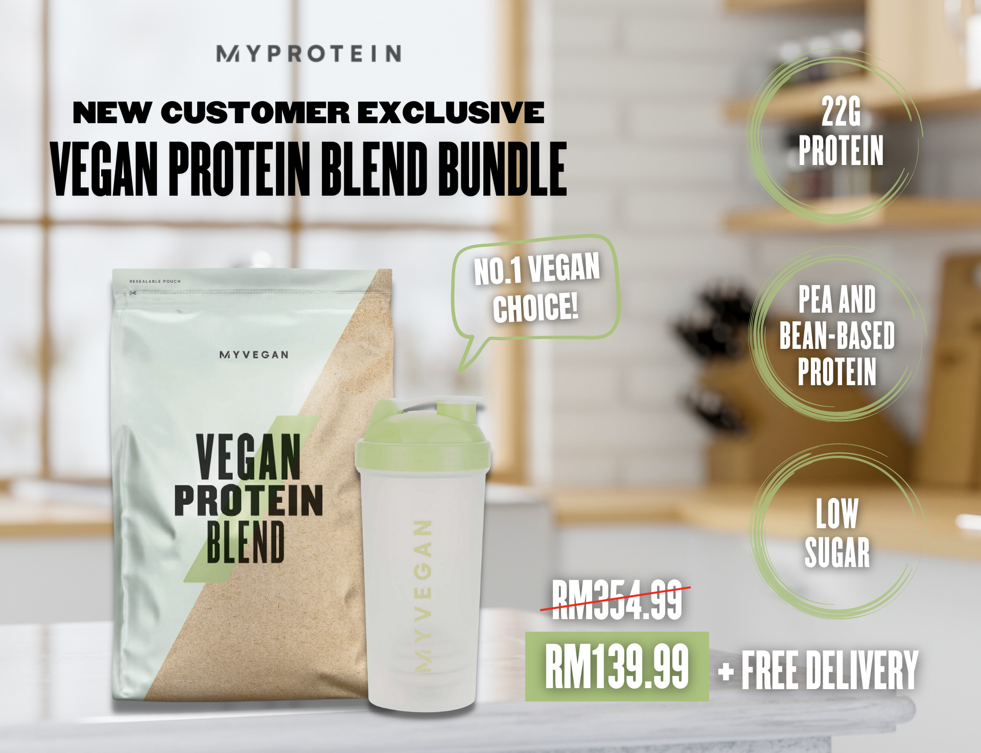 RM139.99 + Free Delivery Vegan Protein New Customer Bundle