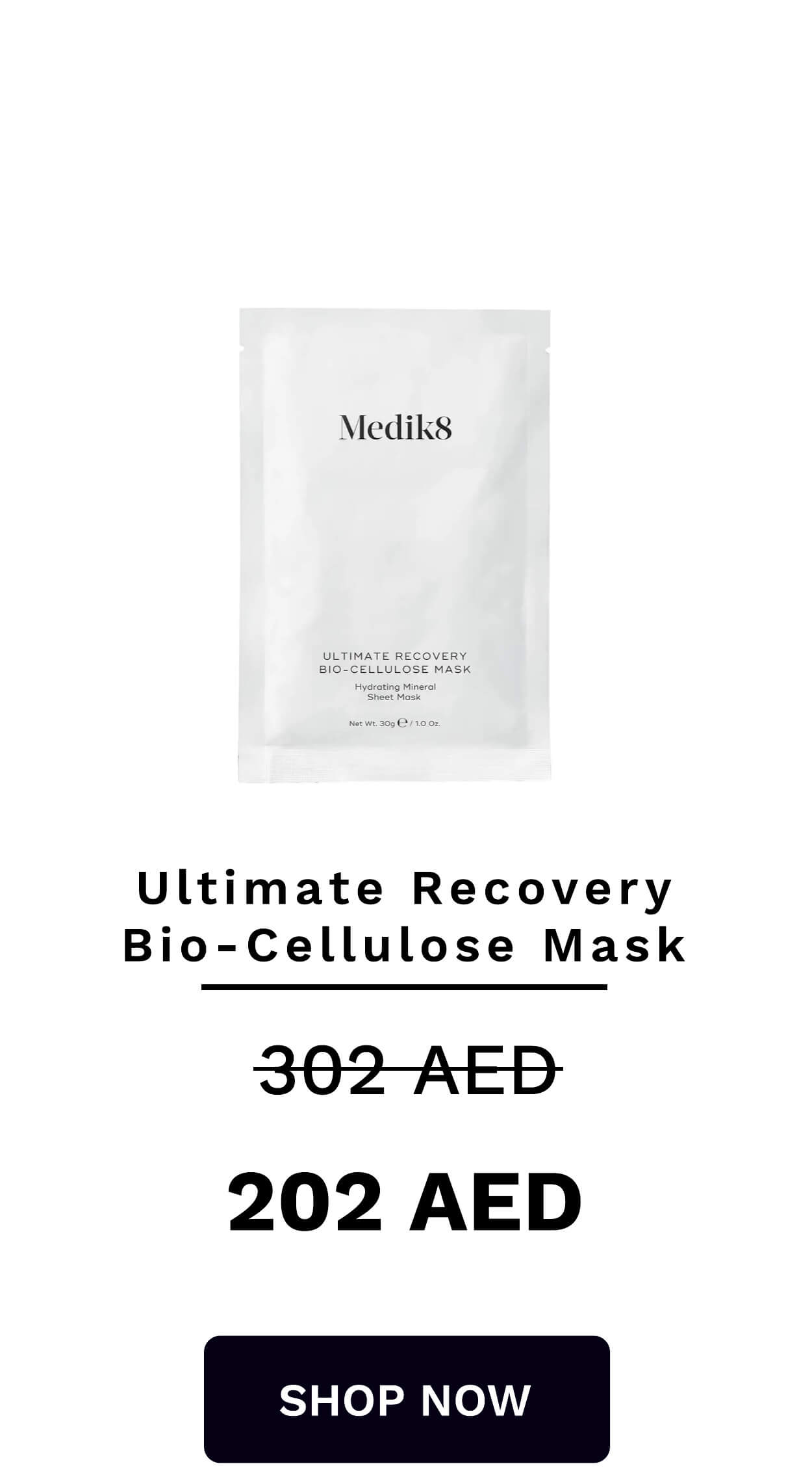 MedikS8 EEEEEEEEEEEEEEEE BIO-CELLULOSE MASK Sheet Mask Ultimate Recovery Bio-Cellulose Mask 302-AED 202 AED SHOP NOW 