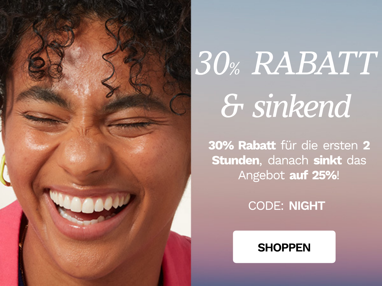 30% Rabatt für die ersten zwei Stunden, danach sinkt das Angebot auf 25%!  code: night