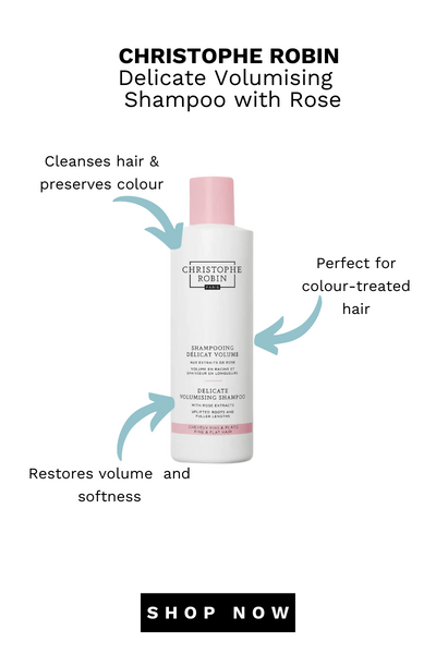 CHRISTOPHE ROBIN Delicate Volumising Shampoo with Rose Cleanses hair preserves colour perfect for colour-treated hair Restores volume and softness. 