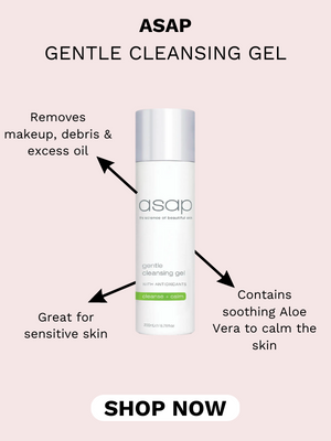 ASAP GENTLE CLEANSING GEL Removes makeup, debris excess oil P Great for soothing Aloe sensitive skin Vera to calm the skin SHOP NOW 