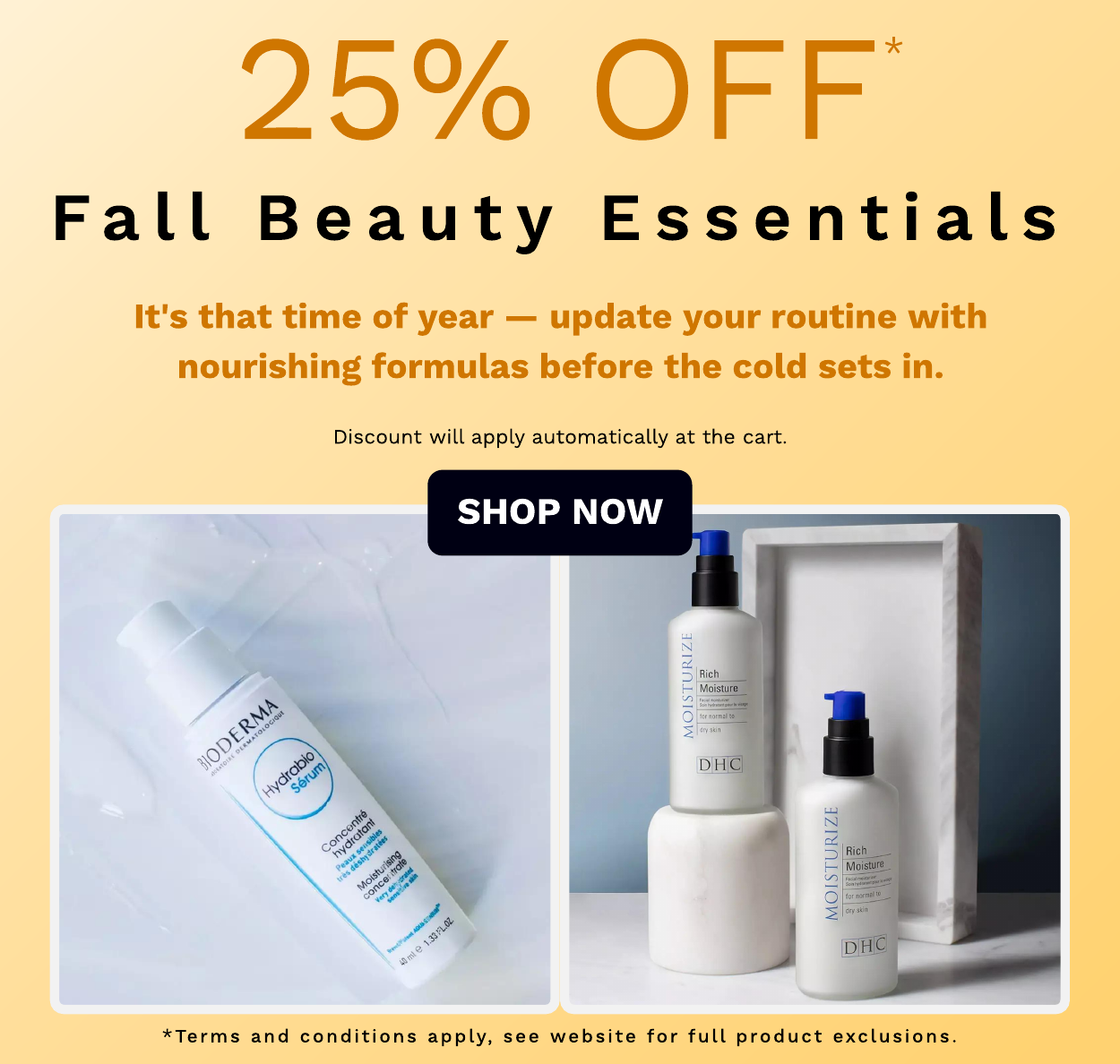 25% off Fall Essential Beauty Products