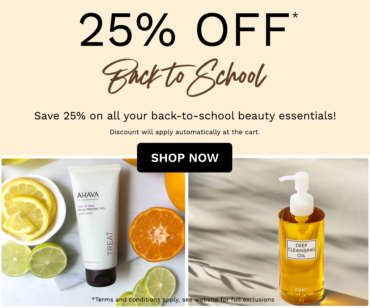 25% Off Back to School Shop now